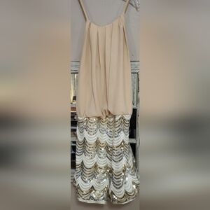 Privy Cream Bubble Skort Romper with Sequin Embellishments Size M